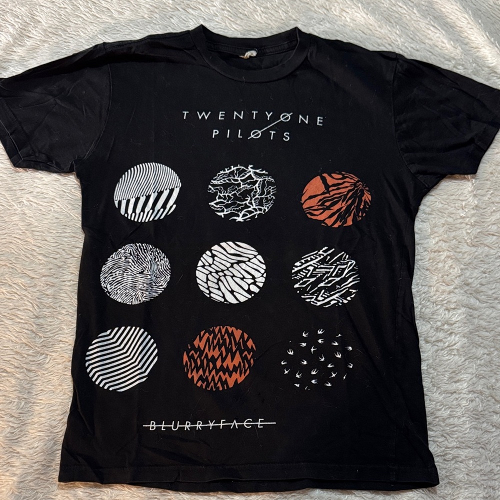 Blurryface Graphic Tee - Black with White & Orange Print